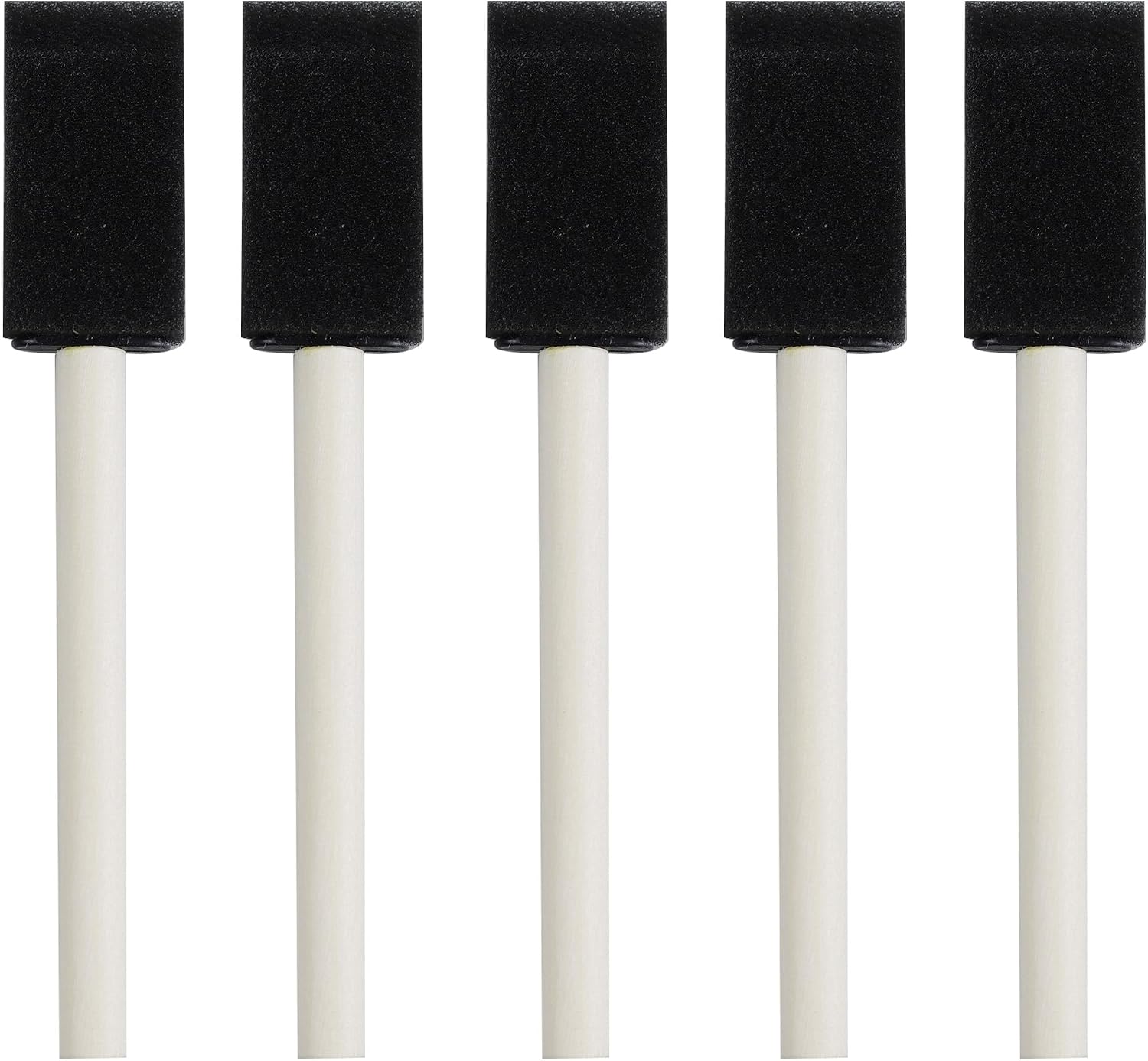 5PCS 1 Inch Foam Paint Brushes, Sponge Brushes with Wooden Handles for Painting, Staining, Varnishing, Touch Ups, Acrylics, DIY Crafts & Art Projects