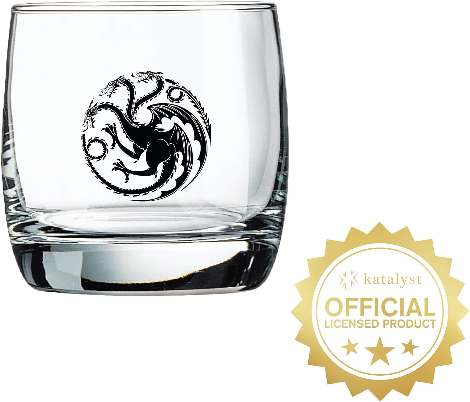 Game of Thrones Whiskey Glass Set - Targaryen Sigil - 10 oz Capacity - Glasses 2-Pack - Heavy Base