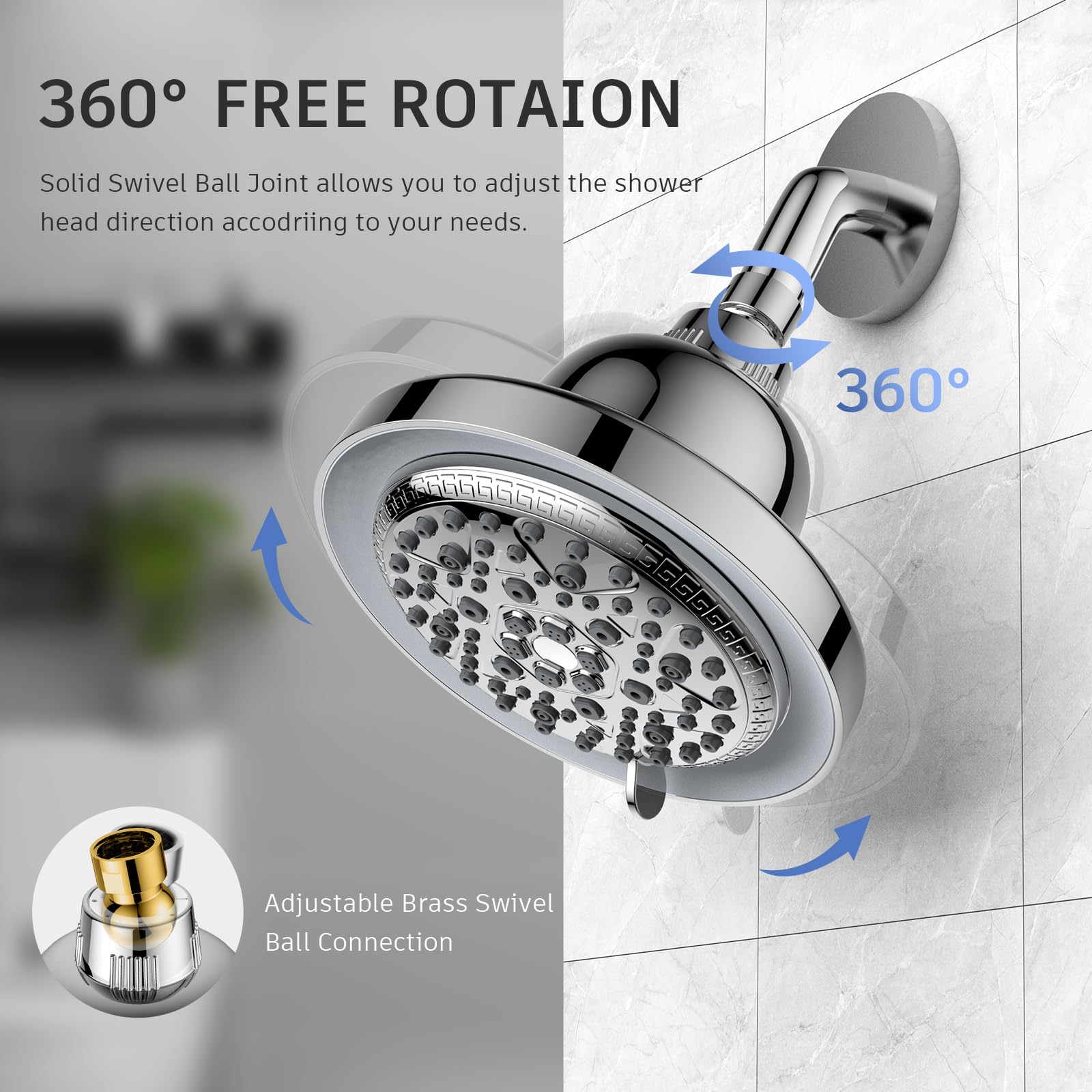 FEELSO Cabezal de ducha filtrado con LED que cambia de color, 7 modos de ducha de lluvia de alta presión con filtros, cabezal de ducha suavizante de agua para agua dura, elimina el cloro, reduce la