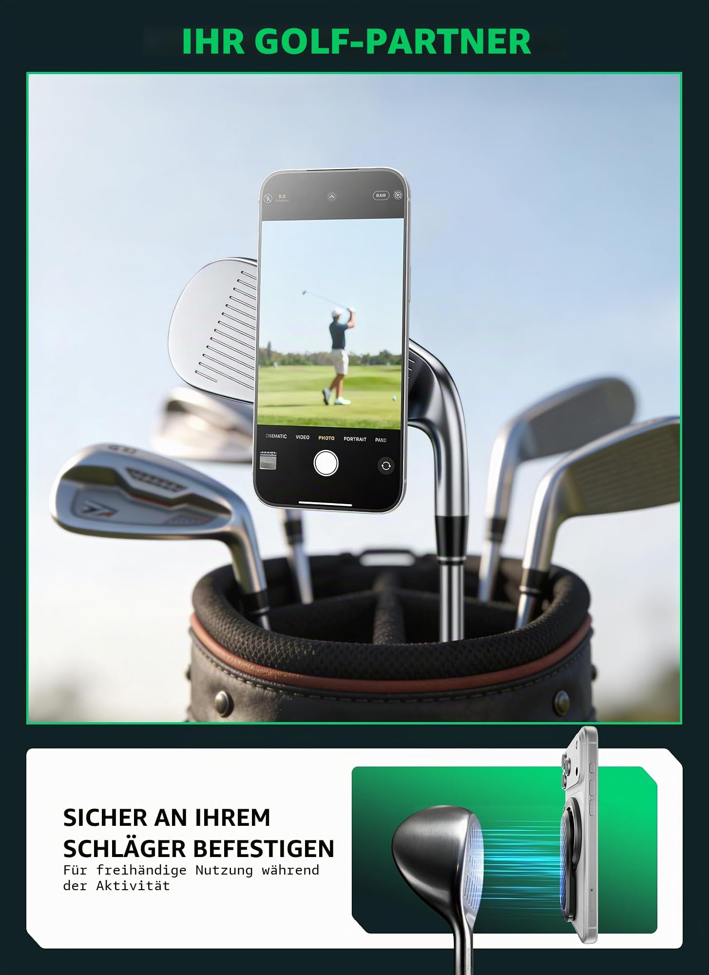 SUPCASE Magnetische Handyhalterung für Golfwagen, Dual-Sided Magnetständer Handyhalter Kompatibel mit MagSafe iPhone 17/16/15/14 & Galaxy S26 Ultra, Golfzubehör Geschenke für Golfer (Schwarz)