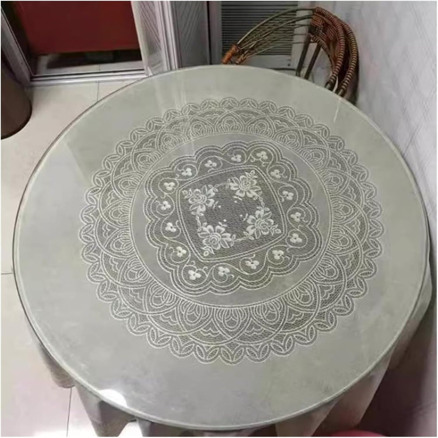 Round Table Top, Turntable Dining Table, Glass Table Top Round Dining Table Top Restaurant Replacement Table Top Transparent Glass Table Top(98cm-38.5in)