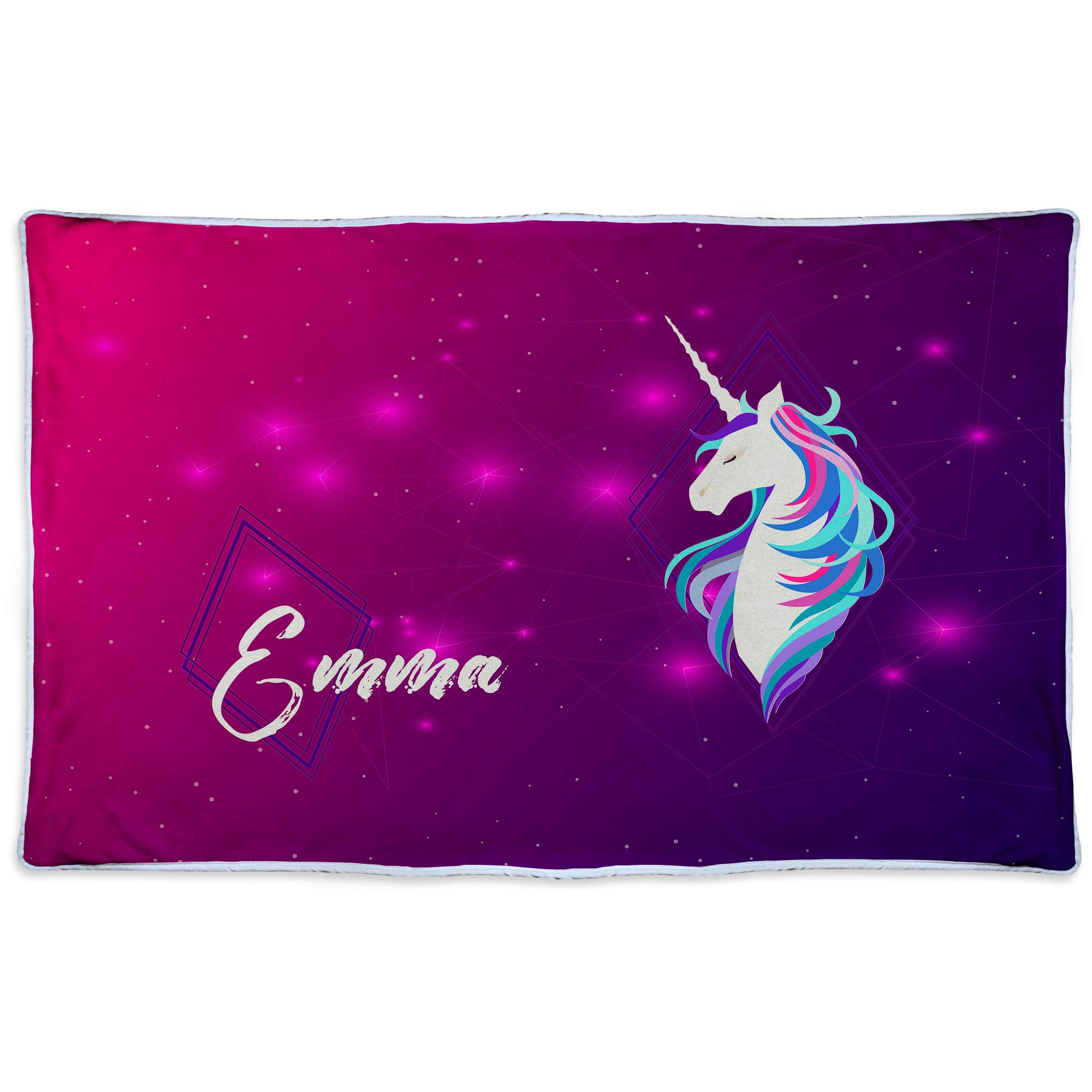 Personalisierte Wärmedecke. Personalisierte Geschenke. Kuscheldecke mit Namen. Geek-Geschenke. Personalisierte Fleecedecke. 600gr/m². Öko-Tex-zertifiziertes Gewebe. Ungefähre Größe 190x125cm. UNICORN
