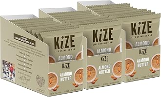 - KiZE Energy Bars - Almond Butter - 30-Count - Almond-Butter-Based, Gluten Free, Non-GMO, and High Protein Meal Replacement Energy Bars, Clean and Simple Food Ingredients - 10g High Protein Snacks (30 Count)