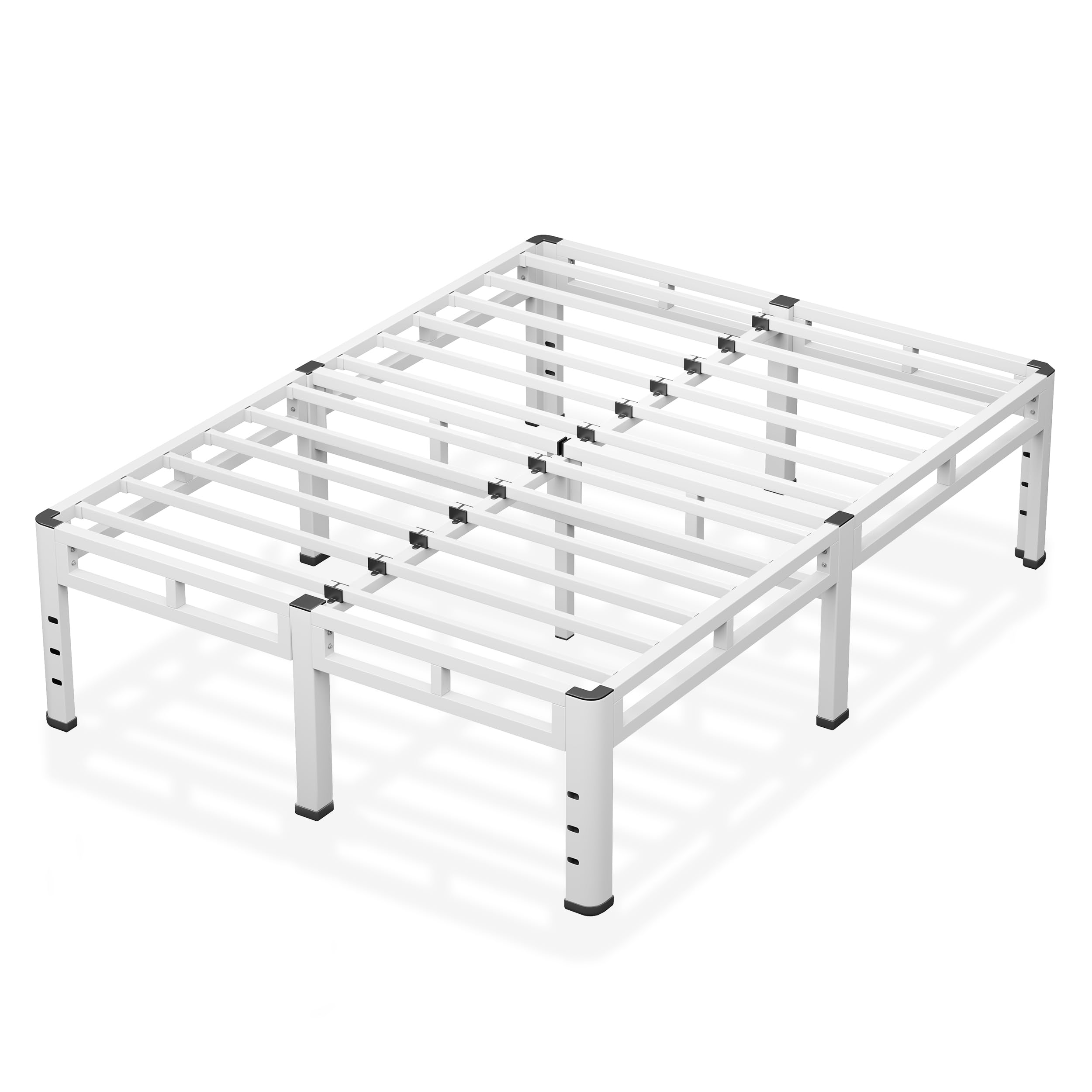 NKZ King Size Bed Frame 14 Inch Metal Bed Frame Box Spring 2 in 1 Platform with Round