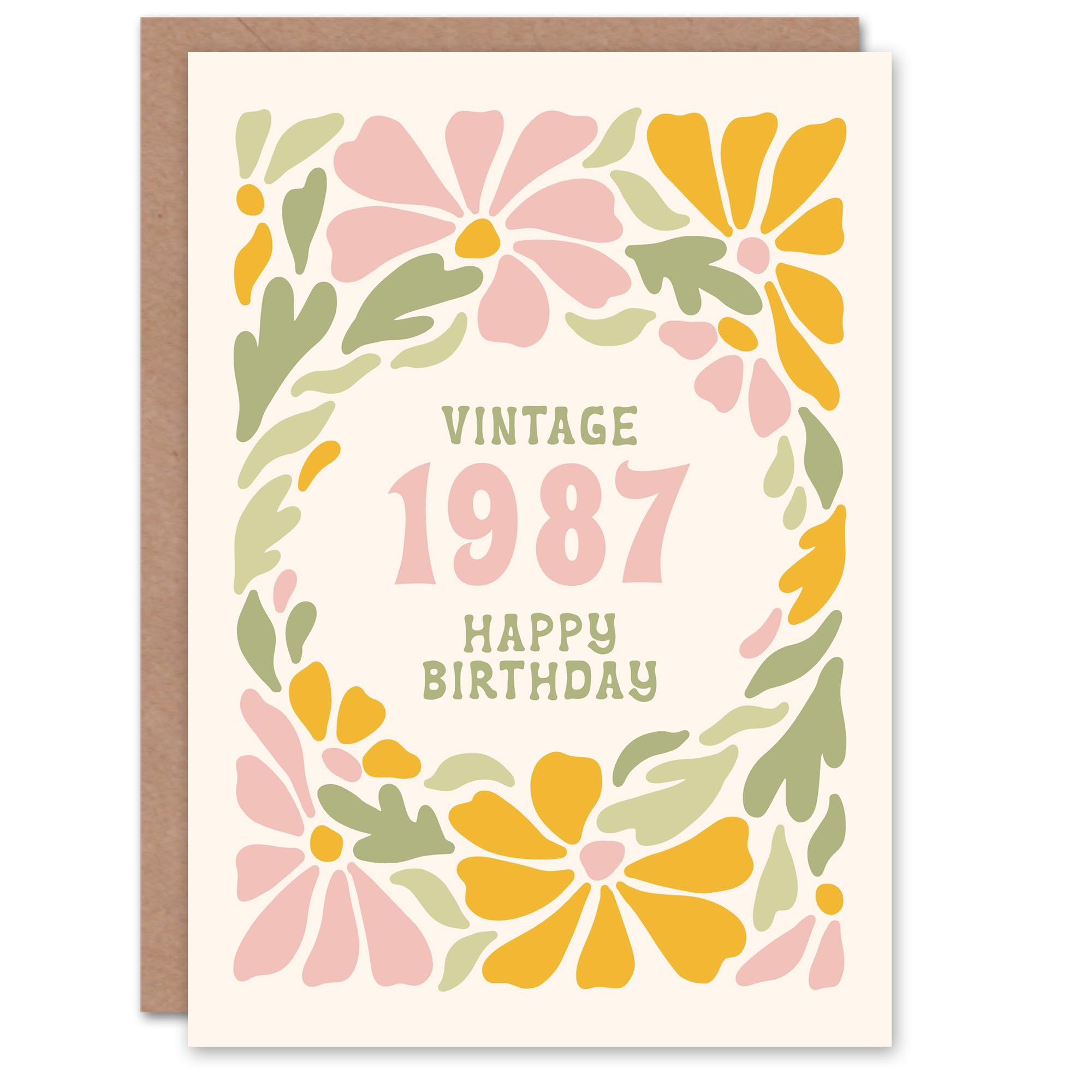 Artery8 Vintage Retro Pastel Floral Her Born 1987 Aged 38 Years Old 38th Birthday Card Mum Gran Wife