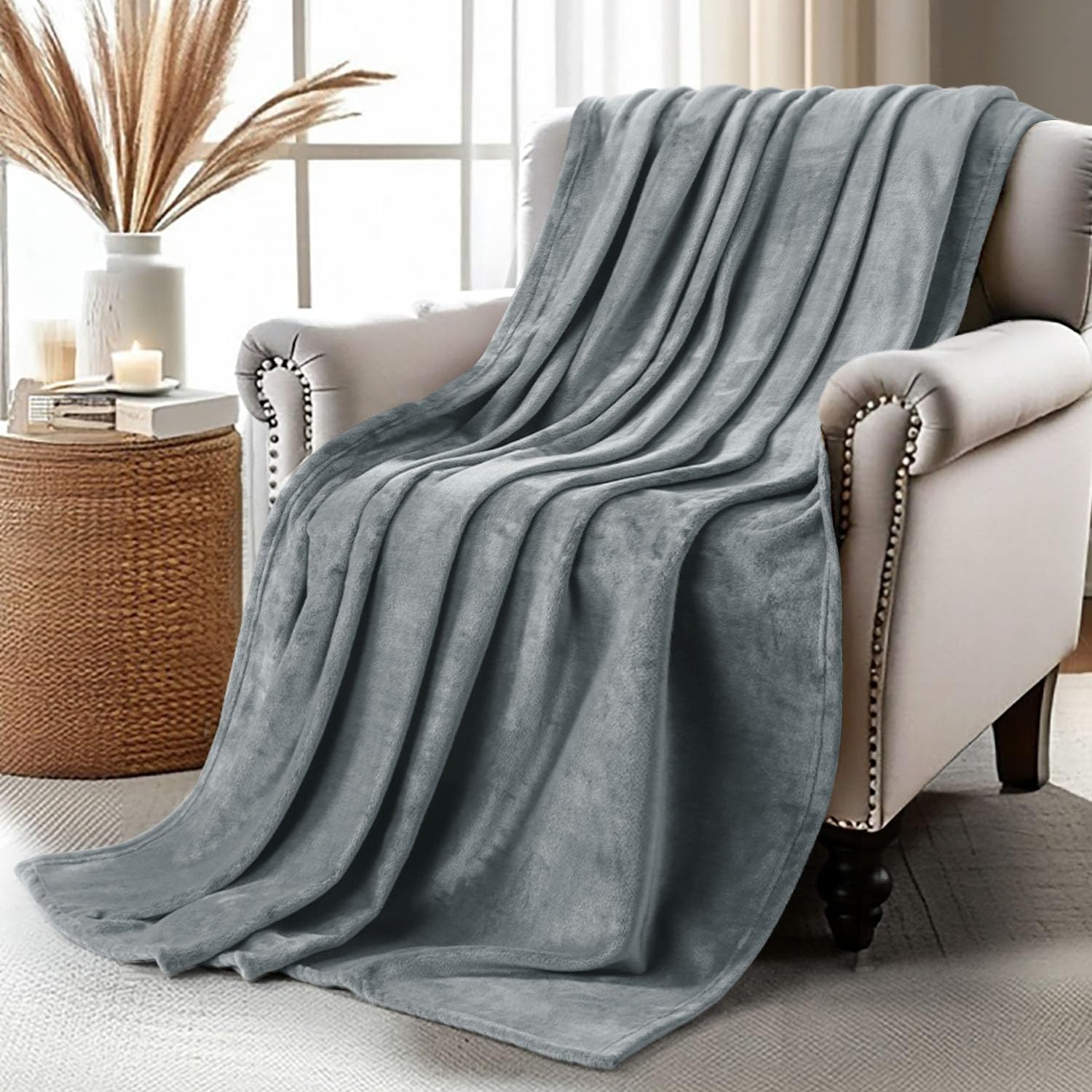 Utopia Bedding Cool Grey Fleece Blanket Throw Size Lightweight Fuzzy Soft Anti-Static Microfiber Bed Blanket (60x50 Inch)OEKO-TEX STANDARD 100