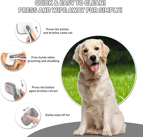 Miniatura 3 de Cepillo deslizante autolimpiante para perros y gatos, para desprender y arreglar cualquier raza de mascotas, elimina los nudos sueltos de la capa