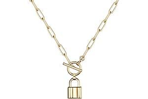 Gold necklaces for Women : Unique Stylish 14K Gold Plated Lock Medallion...