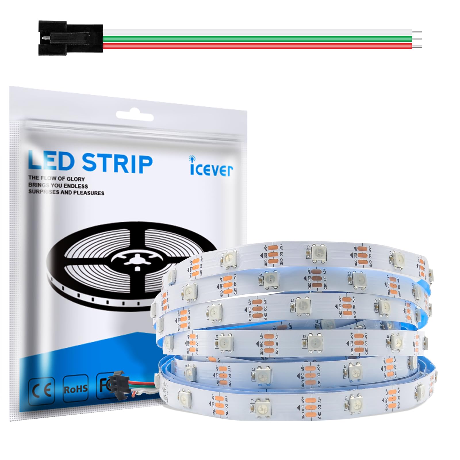 16.4ft WS2812B LED Strip - 150 LEDs Individually Addressable RGB, 5V, Non-Waterproof - View #4