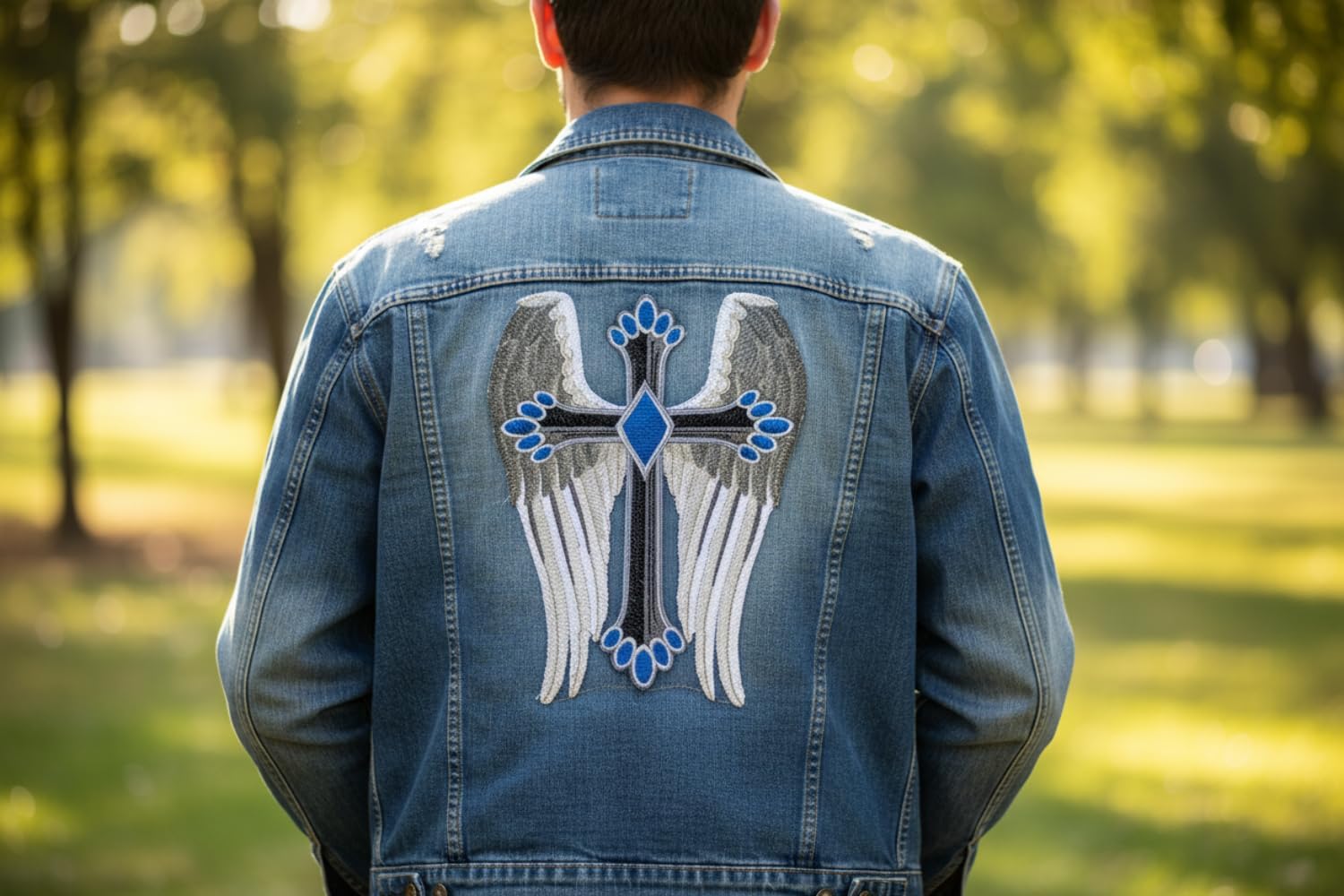 [Custom] Holy Sacred Cross with Nature's Bounty [Winged Cross] Embroidery Iron On/Sew Patch [7" x 4.85"][Made in USA]