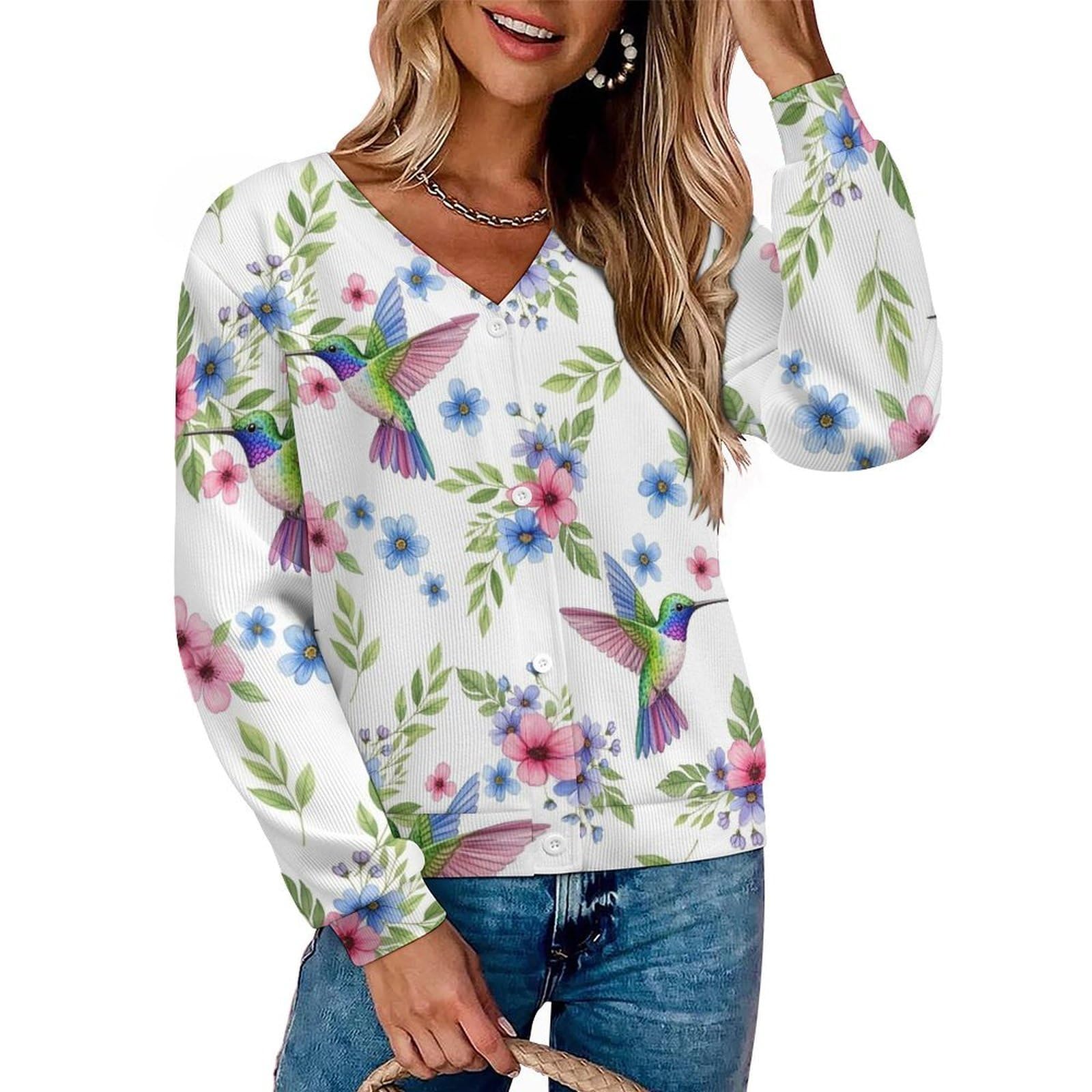 Womens Cardigan Adult Sexy V Neck Button Down Sweaters Warm Long Sleeve Cardigans Coat