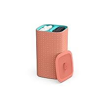Joseph Joseph Tota Pop – Cesto separatore porta biancheria bucato, 60 litri, con coperchio, 2 sacchi rimovibili con manici, Corallo, Turchese