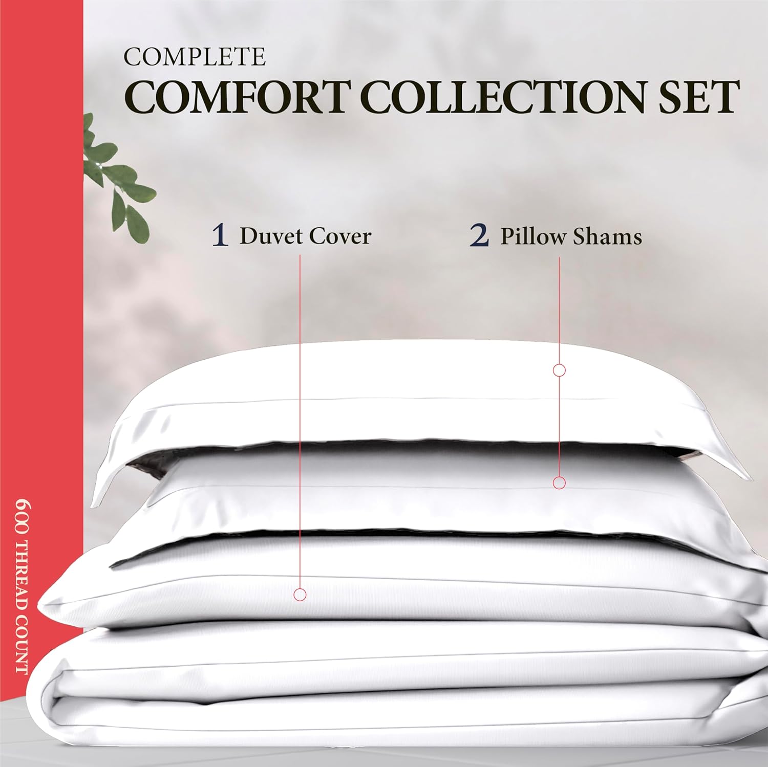 Ashton Sheets 100% Egyptian Cotton Duvet Cover Queen Size - Luxury 600 Thread Count Queen Duvet Cover (1 PC, White), Soft, Cooling Sateen Weave Comforter Cover with Zipper Closure & 7 Corner Ties - Image 3