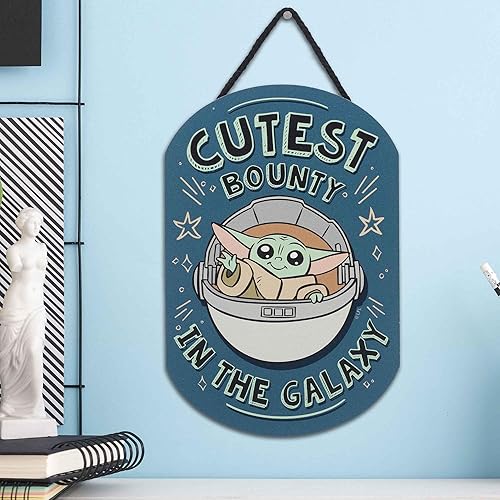 Miniatura 5 de Disney Star Wars The Child Cutest Bounty In The Galaxy - Decoración de pared de madera colgante - Lindo letrero de Grogu para dormitorio de niños o