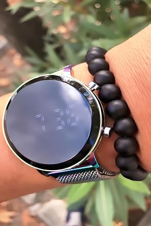 Grasse Serisi Tu lu Led Digital Unisex M klat sl  Kordon Unisex Kol Saati-Bileklik