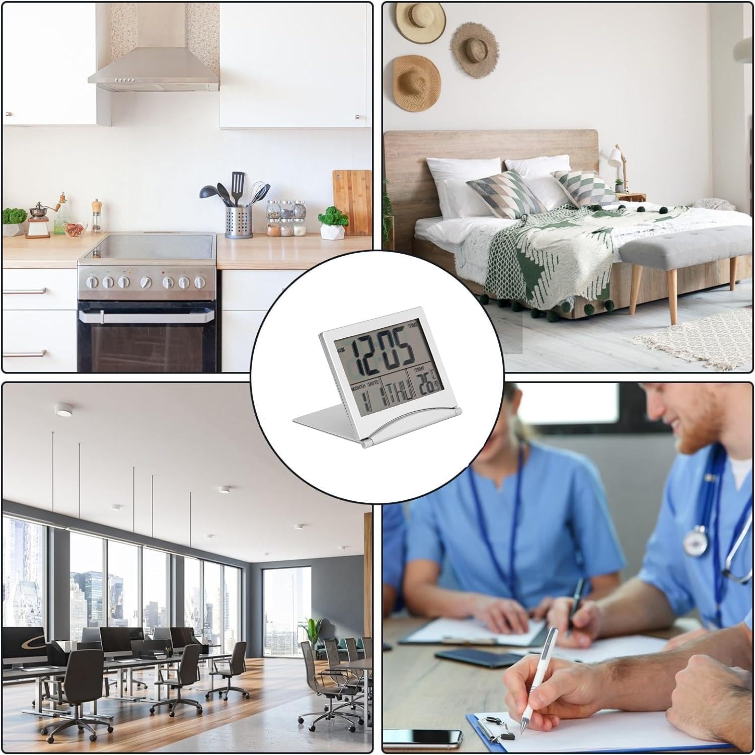 Sveglia Digitale Da Viaggio - LCD, Temperatura, Snooze, Specchio, Batteria - Foto 9