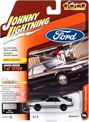 1986 SVO Silver Met w/Black Stripes Classic Gold Collection Series Ltd Ed to 12768 pcs 1/64 Diecast Model Car by Johnny Lightning JLCG029-JLSP247 B