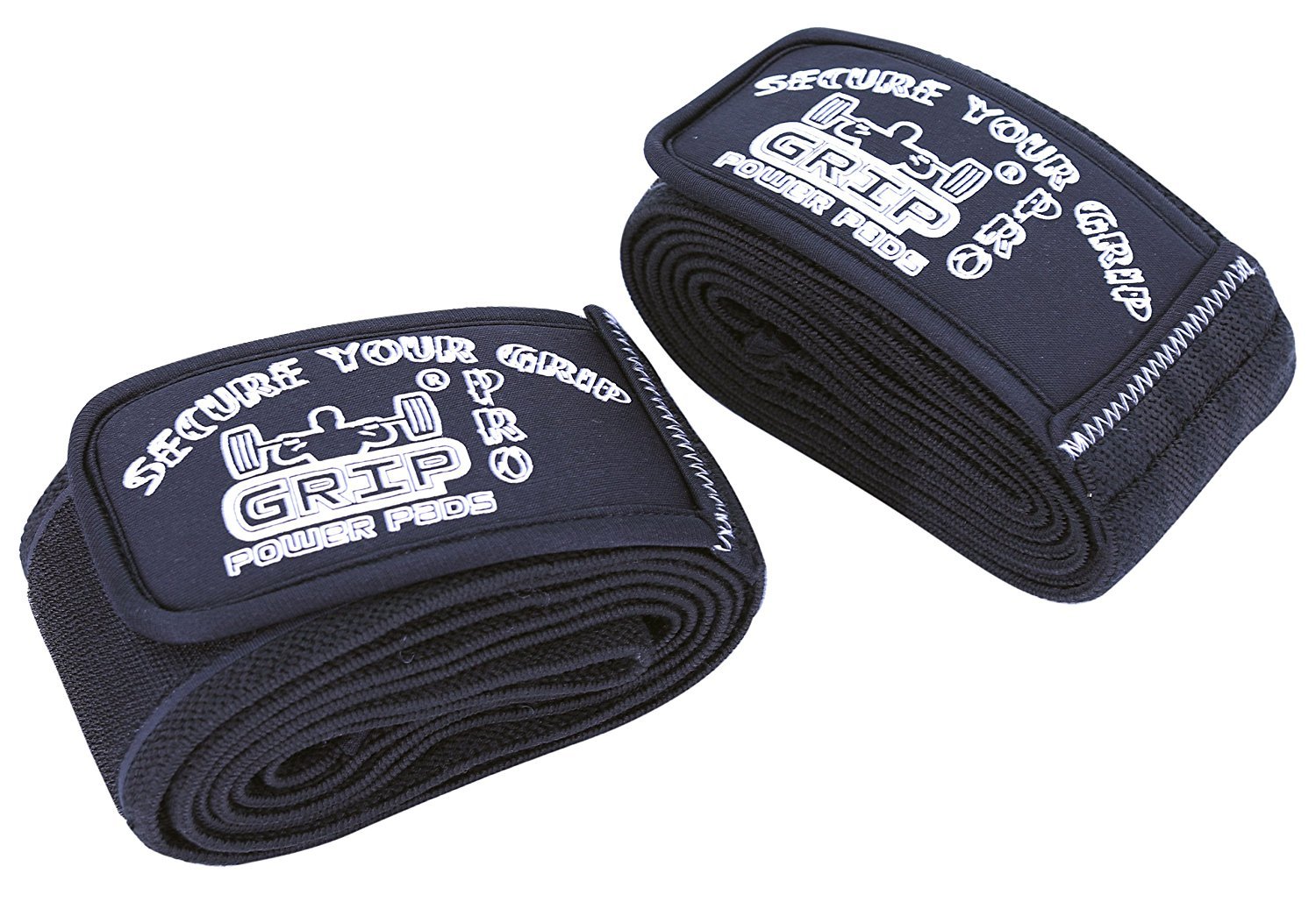 Grip Power Pads Knee Wraps Compression & Elastic Straps Support for Men & Women 72" Cross Training WODs Gym Workout Squats (Mix Color, 74" Long & Adjustment Loop) (Black, 72" Inches)