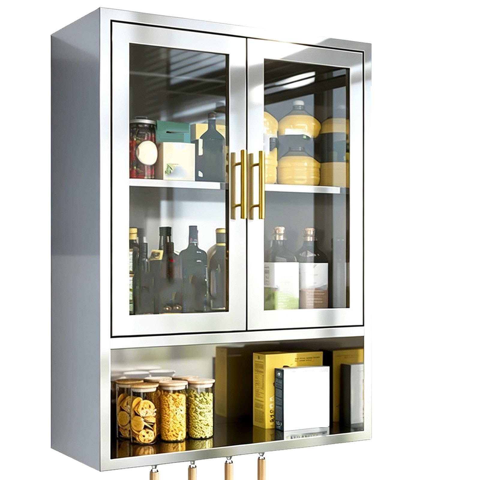 Pensile in Acciaio Inox Porta in Vetro Portata 25kg per Ciascun Ripiano