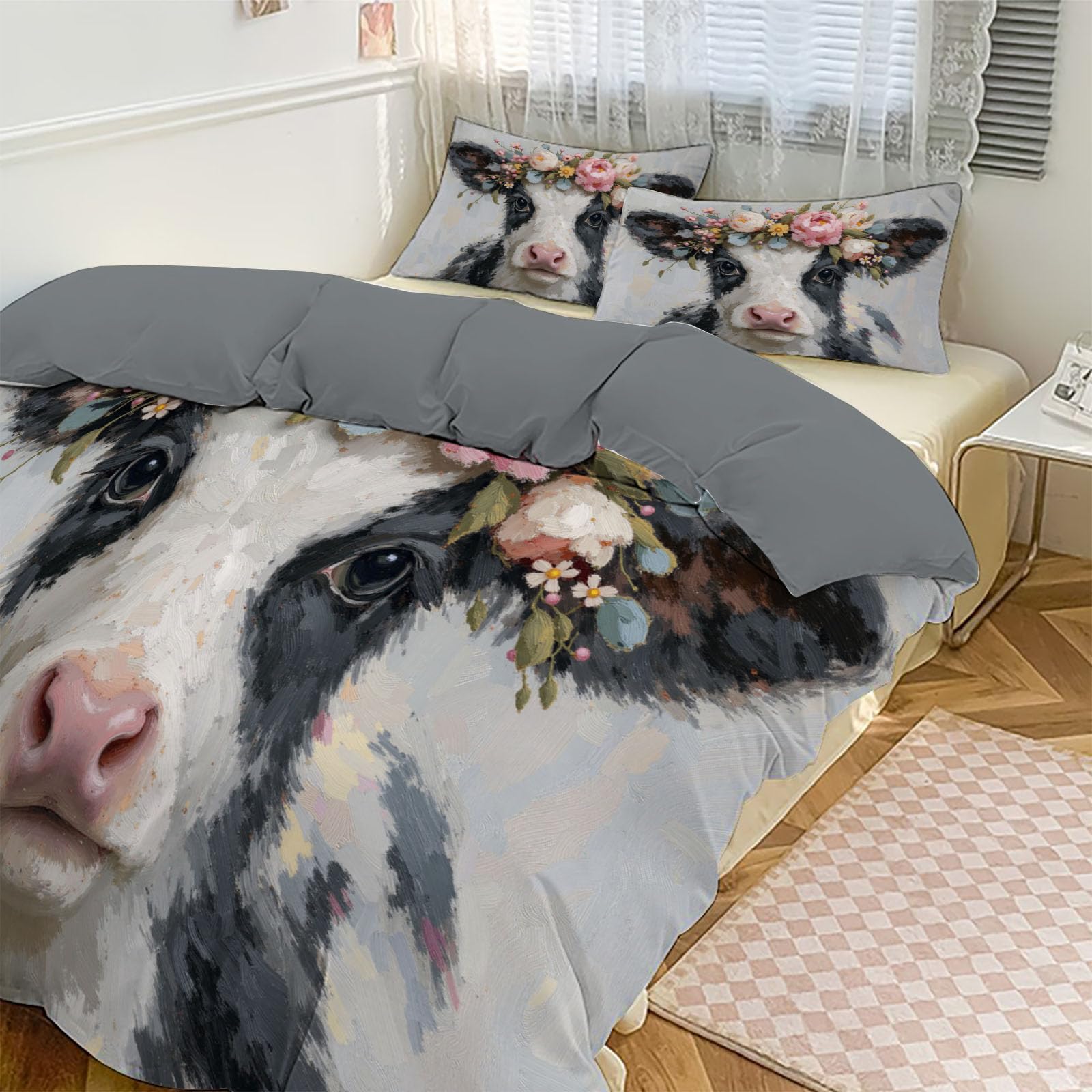 Copripiumino Matrimoniale Astratto Geometria Cane, Set di Biancheria da Letto Microfibra 3 Pezzi, Parure Copri Piumino 200x200cm e 2 Federa 50x75, Blu Scuro Copritrapunta con Cerniera