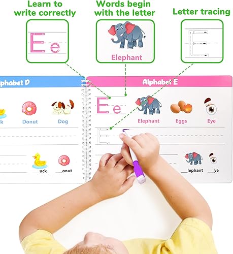 Miniatura 4 de Rastreo de letras para niños de 3 a 5 años, aprende a escribir para niños, práctica de letras para preescolares, libro de seguimiento de letras de