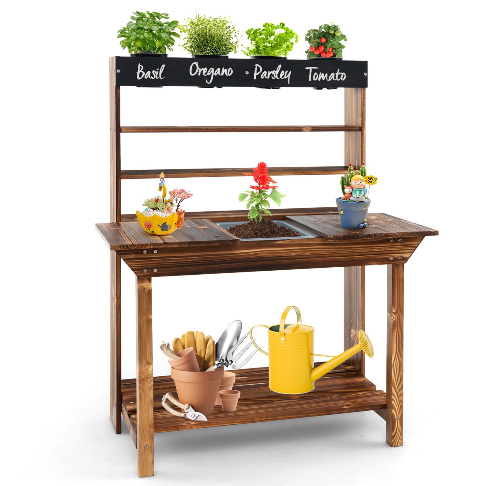 Tavolo Sabbia E Acqua Per Bambini - Legno Massello Con 2 Vasche Estraibili 88x99.5x35 Cm Grigio - Foto 10