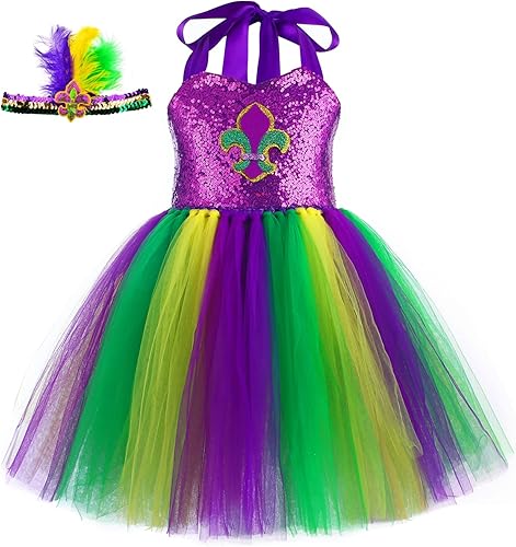 Tutu Dreams Vestido de disfraz de Mardi Gras para niñas con diadema carnaval fiesta de máscaras