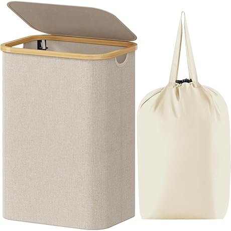 Lifewit 80 Liter Beige Laundry Hamper with Lid