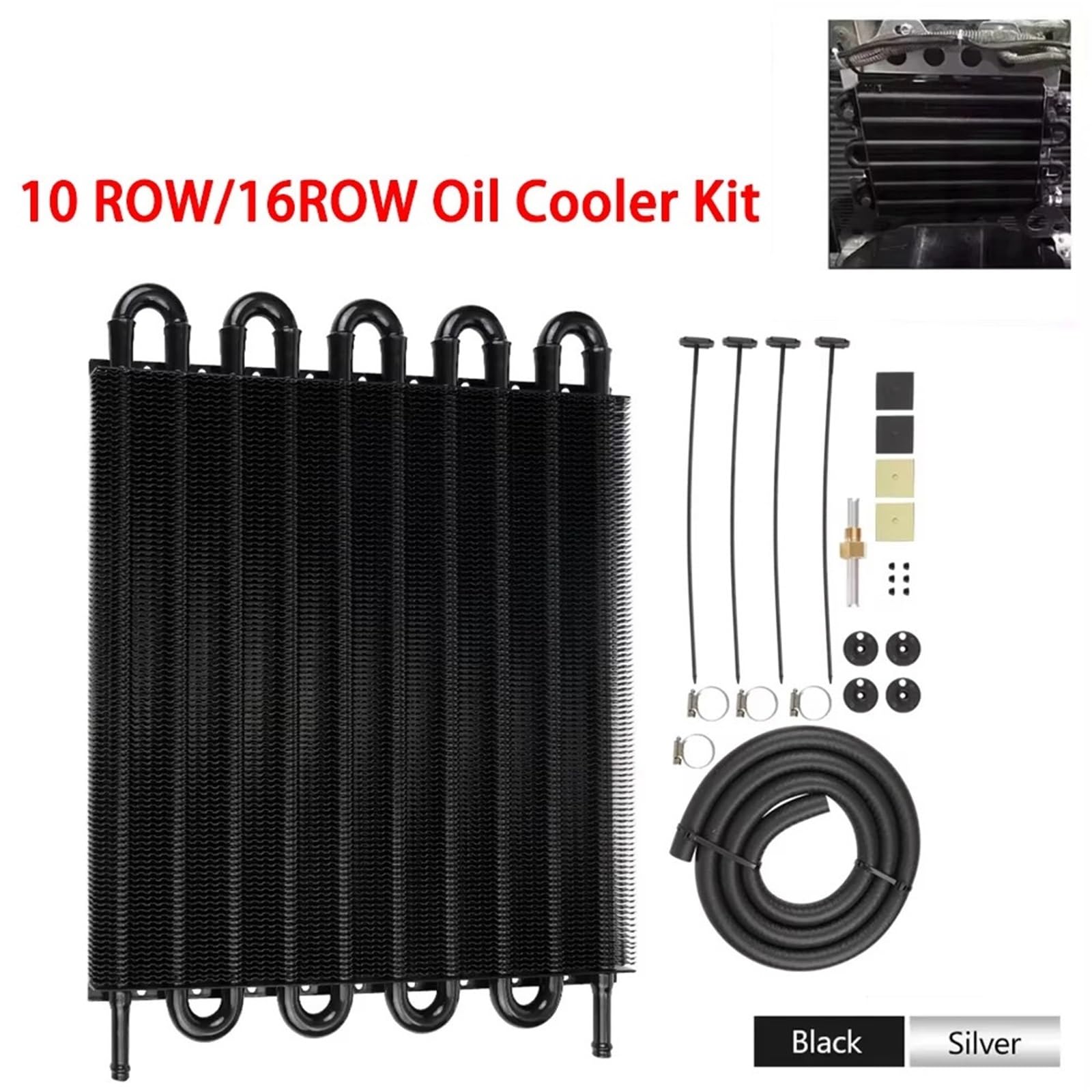 Kit de Enfriador de Aceite de 10 filas/16 Filas, Enfriador de Motor de transmisión remota Universal de Aluminio, Kit convertidor de radiador para transmisión automática/Manual