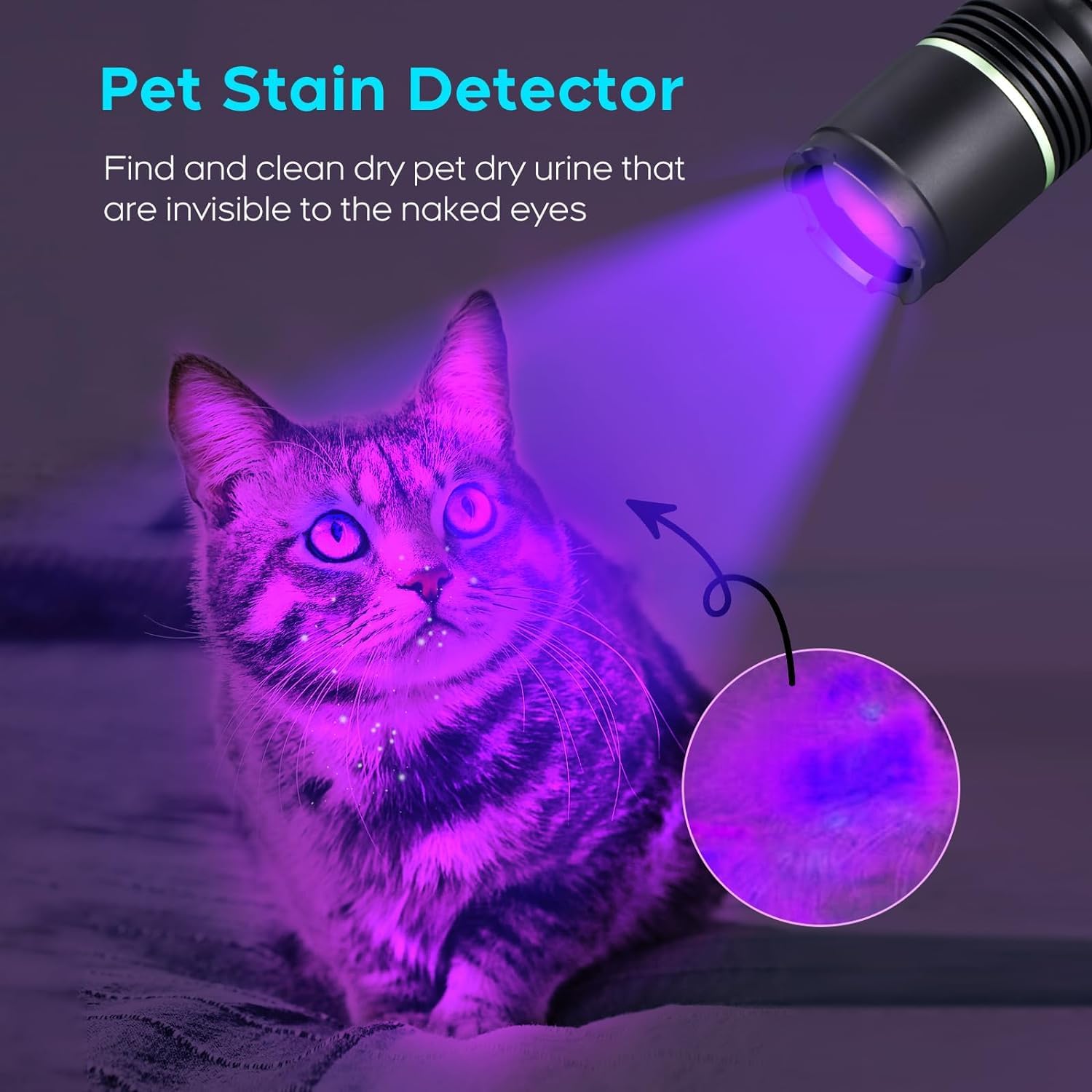 UltraFire Torcia UV 395 nm LED luce nera, lampada ultravioletta singola modalità, lampada UV per resina indurente, colla UV, macchie di urina per animali domestici, rilevamento dello scorpione