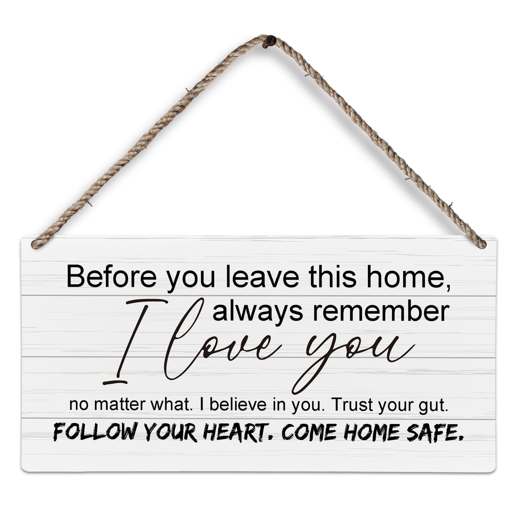 Huester I Love You Wood Plaque Sign, Inspirational Home Entryway Wall Decor, 12x6 inches
