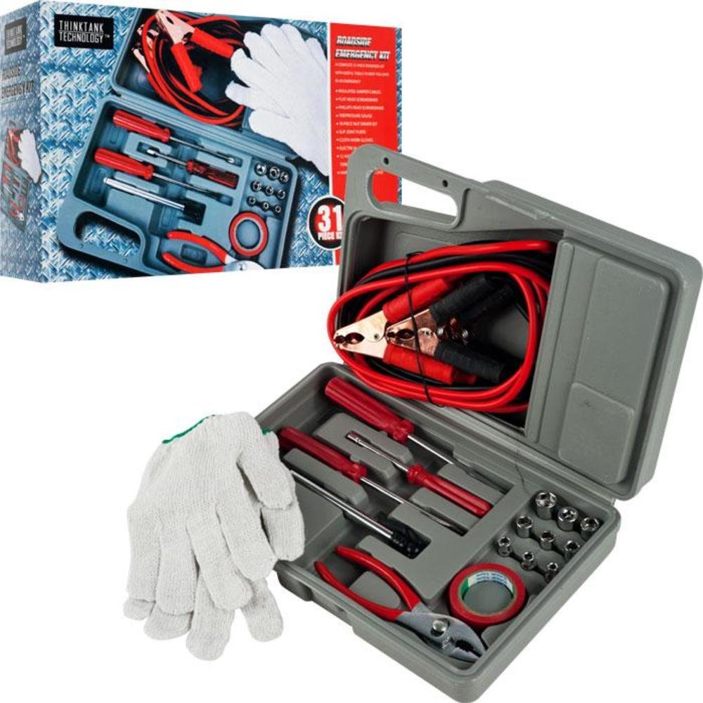 31 Pieces Roadside Emergency Tool and Auto Kit with Useful Tools to Keep You Safe in an Emergency