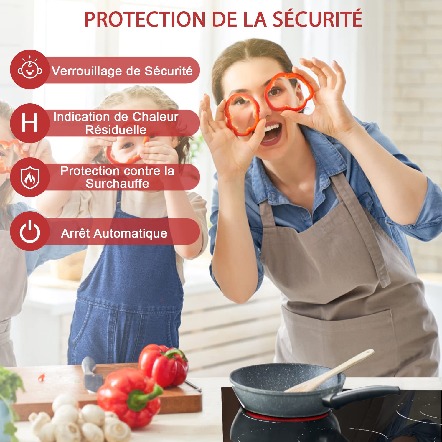 Hobsir Plaque Vitrocéramique 4 Feux, Plaque Cuisson électrique Encastrable 60cm, 6600W, Table de Cuisson avec Zones Ovale et Double Flexibles, Contrôle Tactile, Minuterie, Sans Prise, 240V