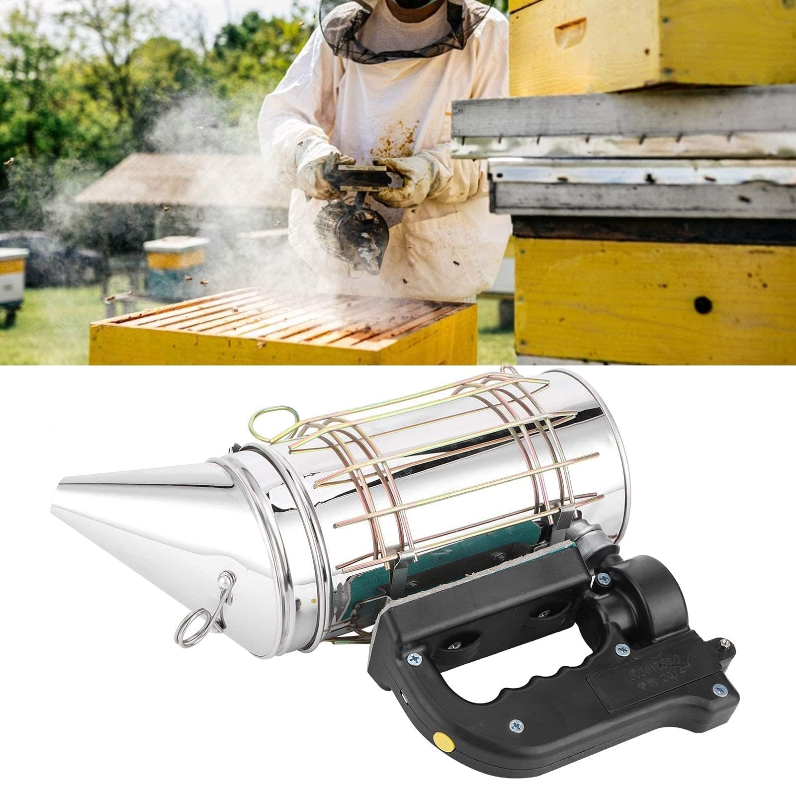 SUNGOOYUE Fumeur de ruche électrique en acier inoxydable, équipement apicole avec bouclier thermique
