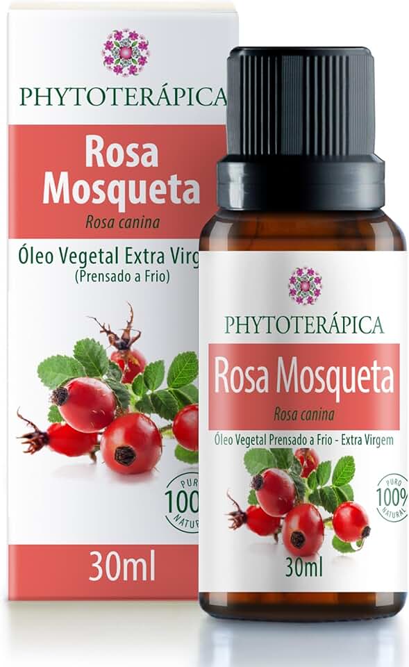 Óleo Vegetal de Rosa Mosqueta Phytoterápica, 30ml, para Pele e Cabelo, Extraído a Frio, Rico em Ômega 3 e 6