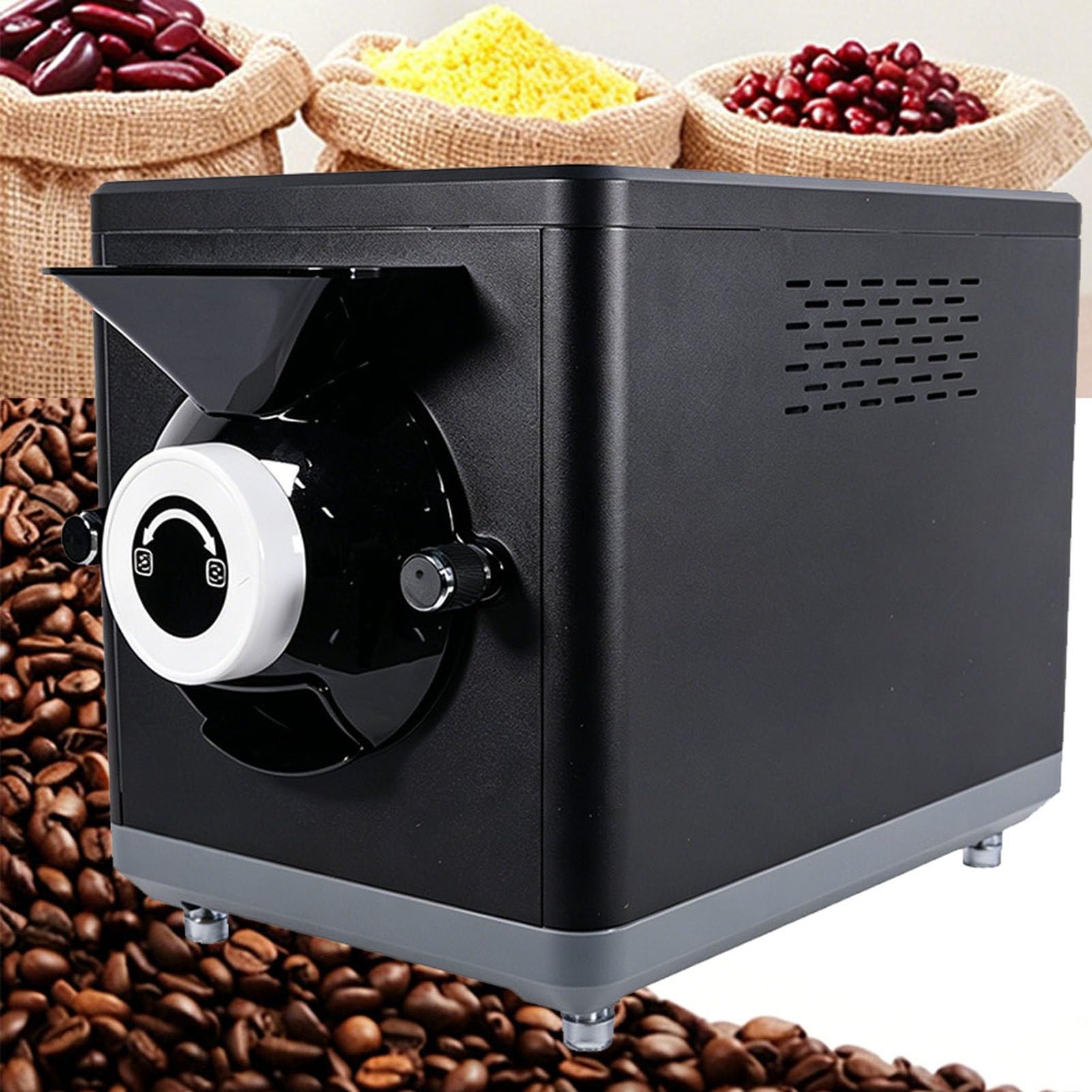 SHENGSHIYU 1600W Coffee Roaster,Electric Small Hot Air Coffee Bean Roaster Machine for Coffee Bean Bakingadjustable Timing & Temperature,360° Even Stirring,1500G Capacity,Non-stick Inner Pot Black