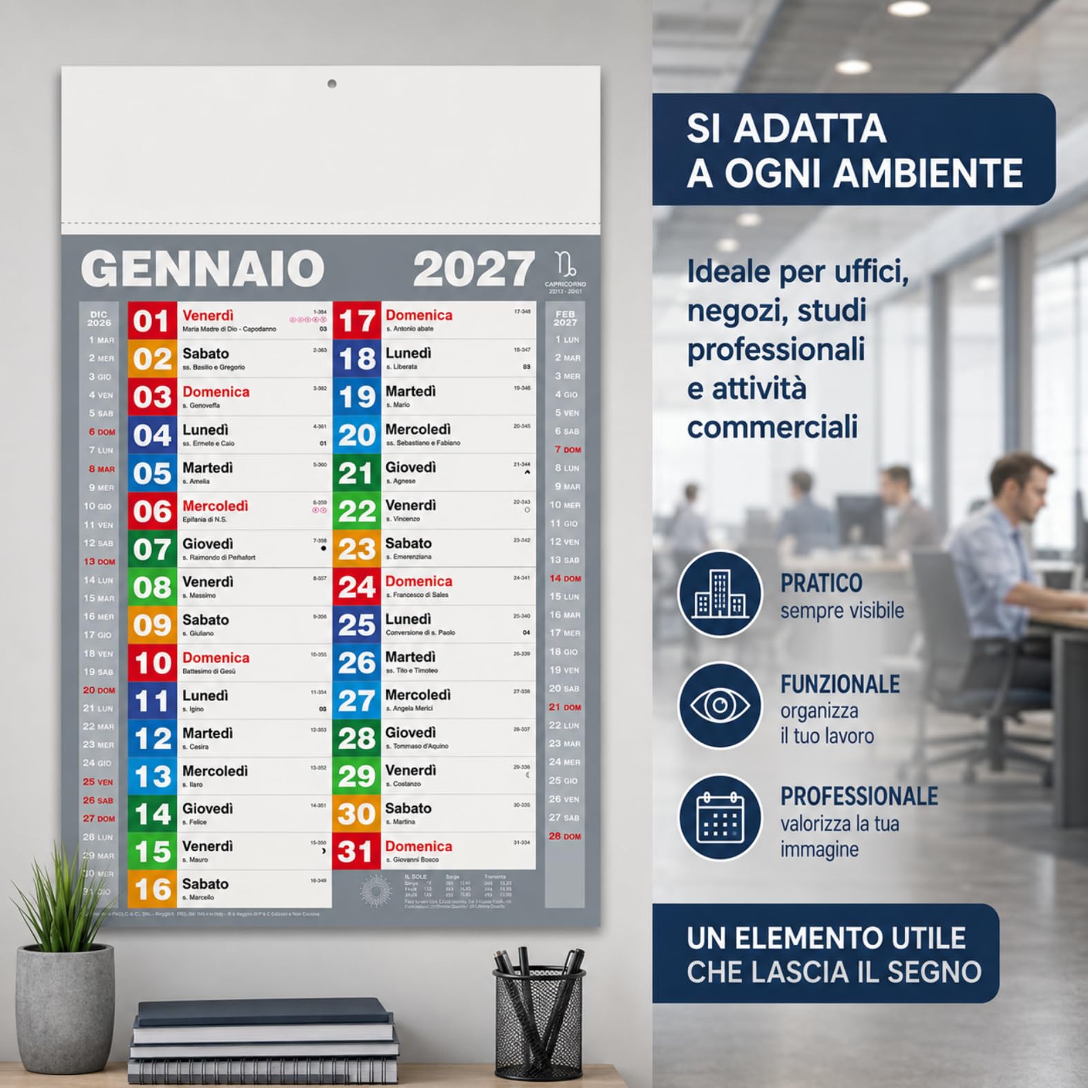 Calendari Personalizzati 2027 in Stock da 100 Pezzi Olandesi Grandi da Muro Notes sul Retro per Gadget Pubblicitari di Fine Anno e come Omaggio per i Clienti o Regali Aziendali
