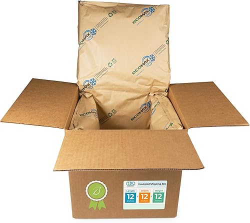 IDL Packaging Caja de envío aislada de 12 x 12 x 12 pulgadas, capacidad de 3.6 galones, paquete de 1  Incluye revestimientos de papel térmico