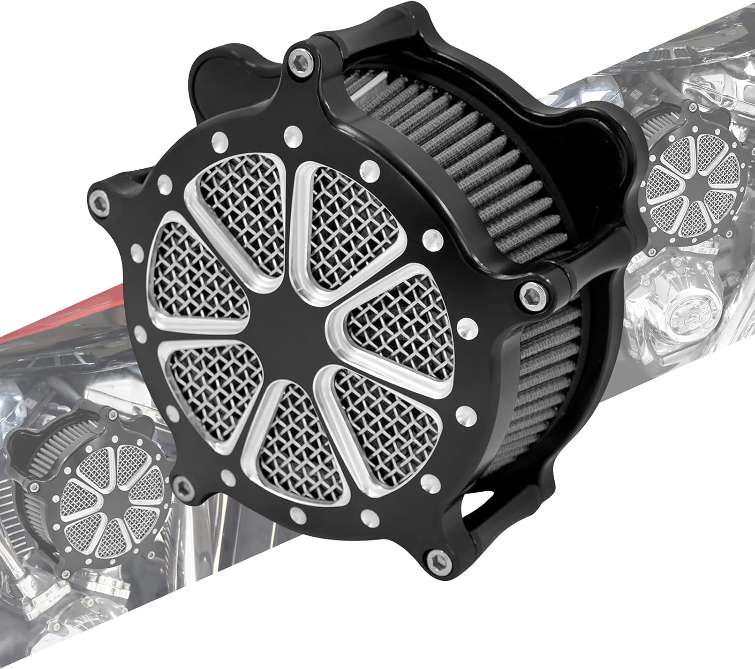 Motorcyle Air Cleaner Filter Fit for Harley Touring street glide road king electra tri trike Dyna Softail Sportster XL (B For Touring 00-07,Softail 00-15,Dyna 00-17)