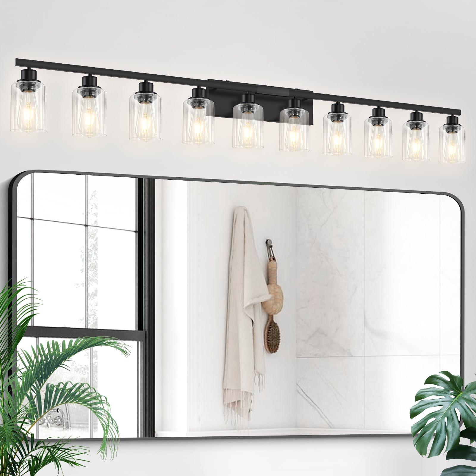 10 x Badwechsellampen über Spiegel, 165cm Mattschwarz, Wickelzubehör, Moderne Schwarze Wickelleuchten für Badezimmer, Wandbeleuchtung für Spiegel, Schlafzimmer, Wohnzimmer