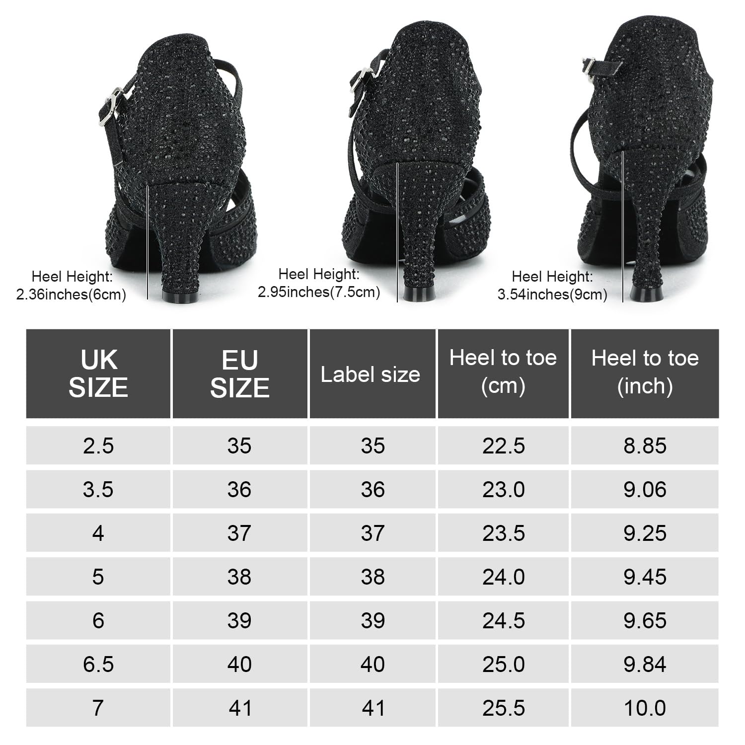 Zapatos de Baile Latino para Mujer Salsa Tango Bachata Vals con Pedrería Zapatos de Baile de Salón Suela Blanda 1050