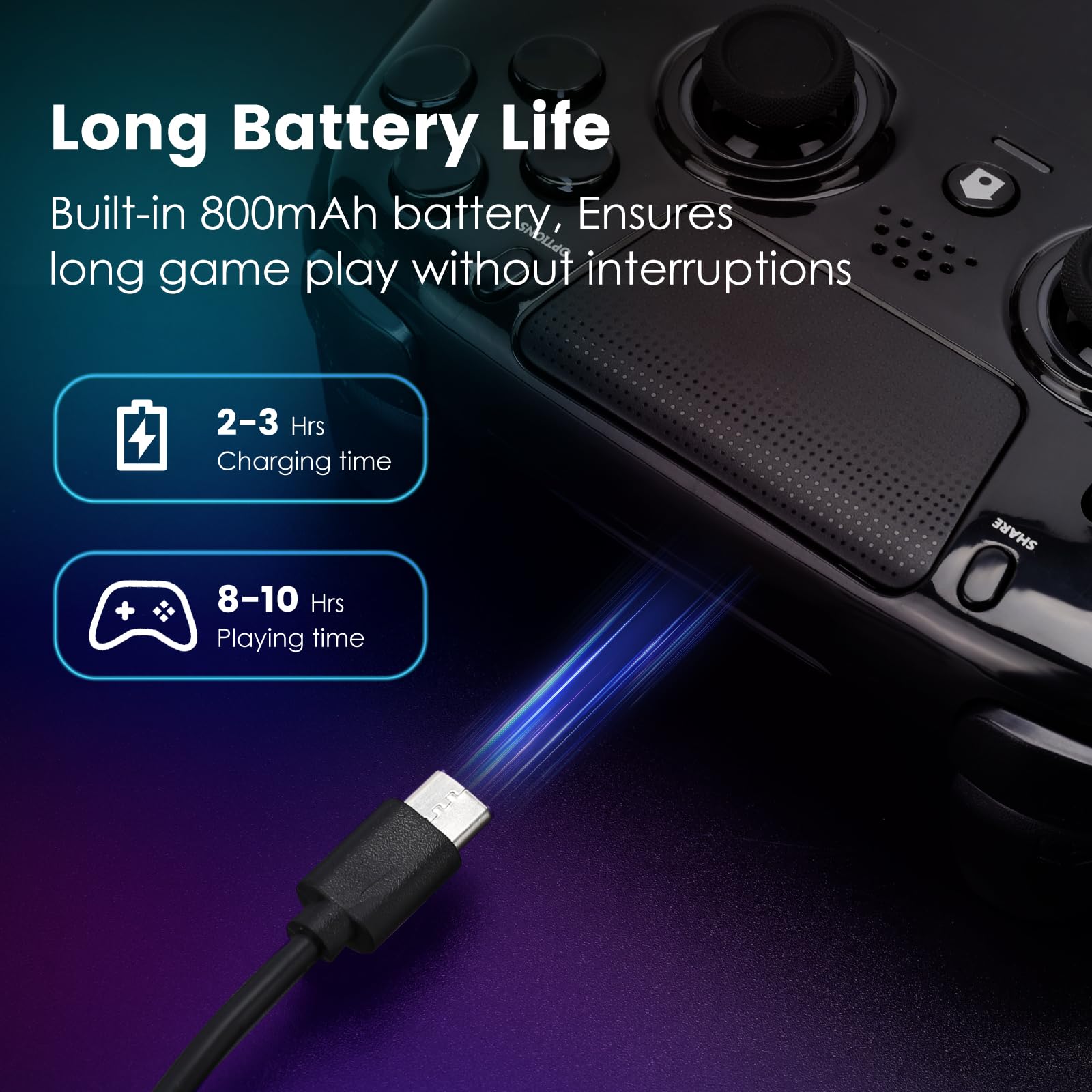 DoJoZone Wireless Controller Kompatibel mit PS4/Pro/Slim, Controllers mit Hall Triggers und Joysticks (Kein Drift), RGB-Licht, Kopfhöreranschluss, Programmierbare Tasten, Vibration, 6-Achsen Sensor