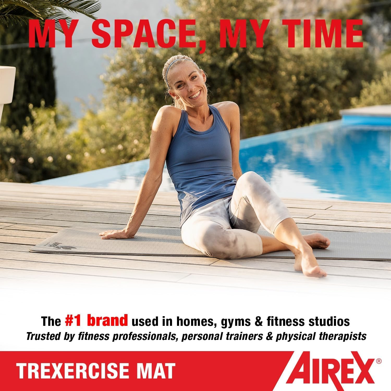 Airex TrExercise Gymnastikmatte | Recycelte Materialien | Inkl. Tragegurt | 0,6 cm Stärke | 60 cm Breite | Fitnessstudio & Verein | Abgerundete Ecken | PVC-frei | rutschfest