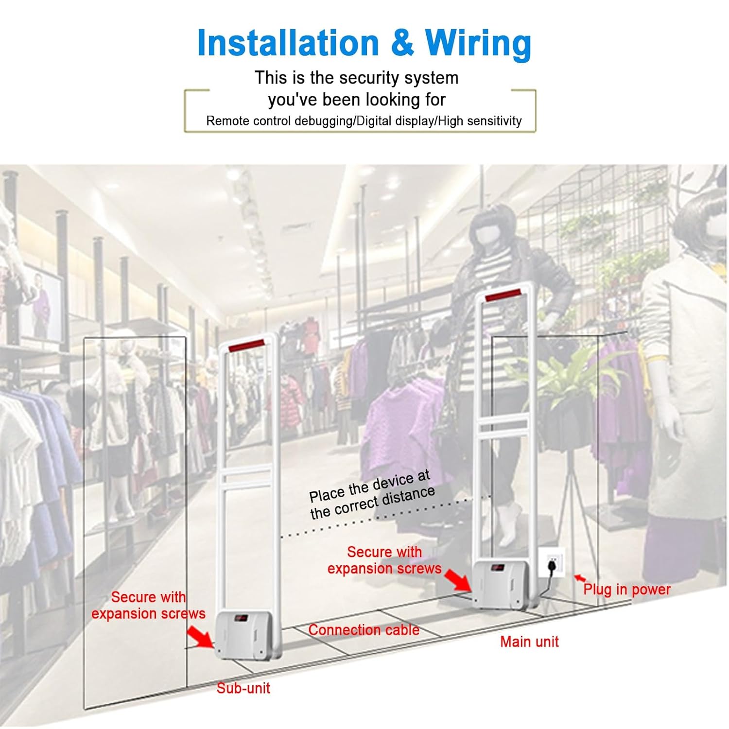 Retail Anti-Theft Equipment Kit, Includes 100 Security Labels and Decoder Shoplifting Alarm System, Wide Voltage 110-220V Theft Prevention AM 58Khz EAS System