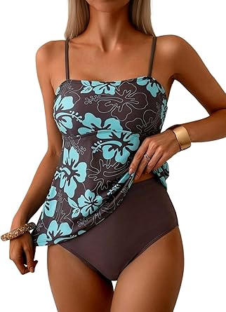 Dokotoo Womens Boho Floral Tankini Set Two Piece Swimsuits Flowy 2026 Vintage Beachwear