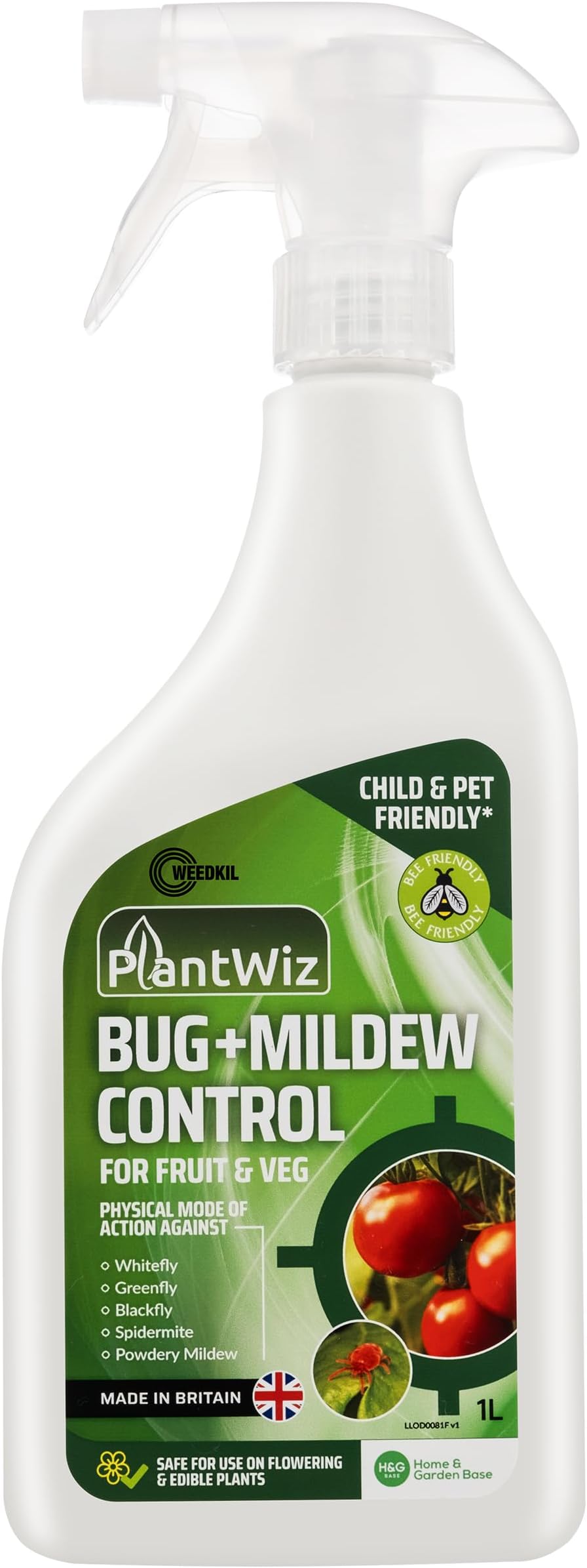 Weedkil Bug & Mildew Plant Control 1L - Bug & Fungus Spray For Plants, Flowers, Fruits & Veg - Child & Pet Friendly | Organic, Natural Ingredients - Ready To Use