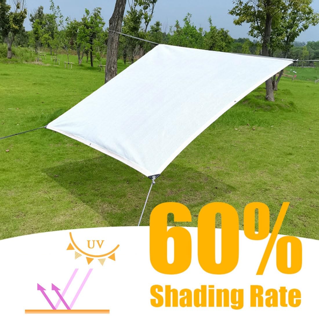 Red de Sombra para Jardín 60%,Malla de Sombreo con Ojales Reforzados,Malla Sombreadora Blanca Toldo Vela de Sombra 1x10m 2.5x6m 3x5m 4x20m 5.5x8m 6x8m 10x14m Malla de Sombra para Patio(5x9m)