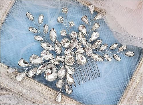 Miniatura 5 de ROLTIN Velo negro para novia, peine de pelo con diamantes de imitación de cristal brillante, accesorios para el cabello blanco y marfil, tocados