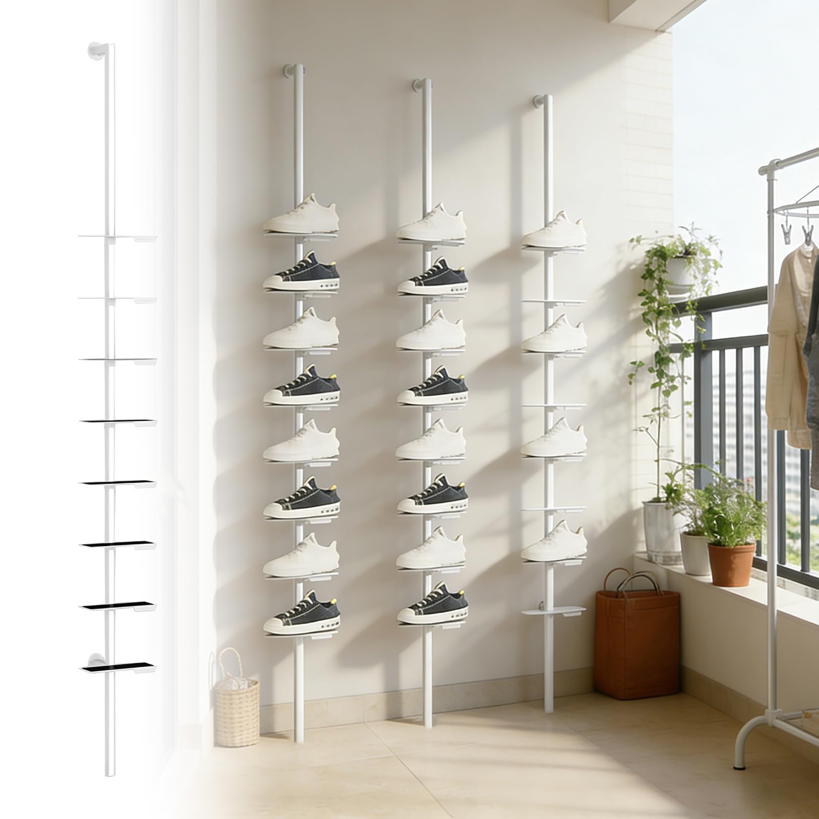 Rangement chaussures étroit autonome amovible avec étagères modulaires