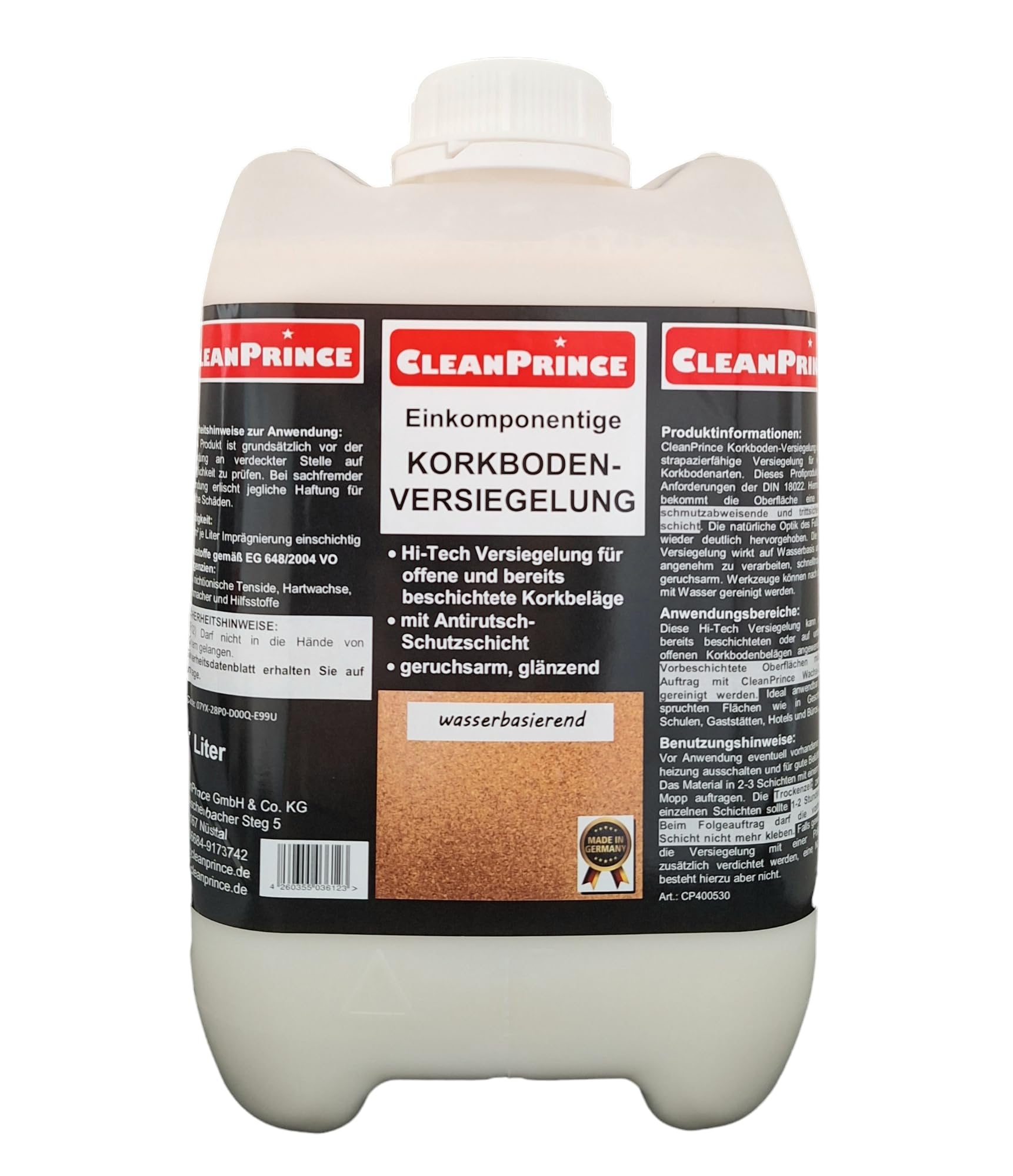 einkomponentige Korkboden - Versiegelung 5 Liter CP400530-5000 | auf Wasserbasis geruchsarm glänzend Versiegelung
